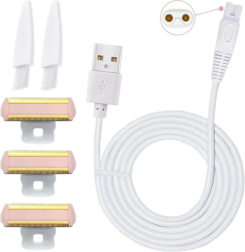 Miniatura 15 de 2 cabezales de repuesto LinMei Nu Shaver compatibles con Finishtouch Flawless Women Nu Razor con bolsa, 2 cepillos de limpieza Hoja de afeitar Nu