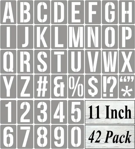 Miniatura 19 de Plantillas de letras del alfabeto de 12 pulgadas para pintar, paquete de 42 plantillas de letras y números con letreros para pintar sobre madera