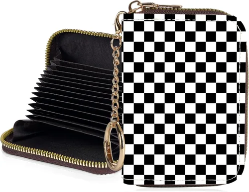Miniatura 8 de Tarjetero de crédito para mujer, pequeña cartera RFID con cierre de llavero, bonita cartera de piel sintética, carteras para tarjetas de crédito