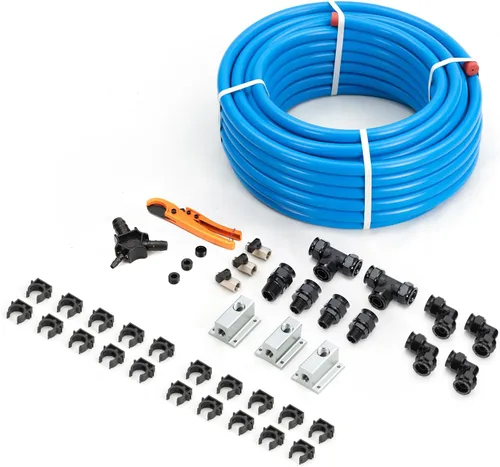 Sistema de aire rápido de 3/4 x 100 pies, 3 vías de salida de HDPE, sistema de tuberías comprimidas de aire comprimido de aluminio con bloques de