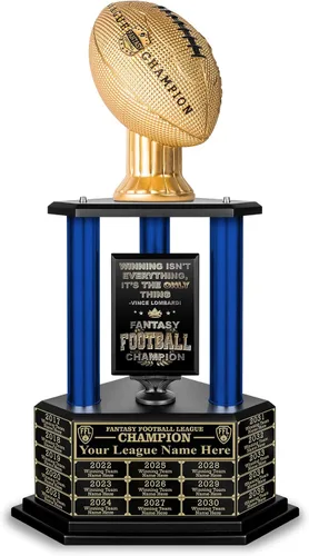 Miniatura 16 de TrophySmack Fantasy Football Trophy, 19-Year Perpetual Winner Award – Customizable Championship Award with Plaque and Winner Engravings