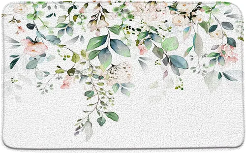 Miniatura 20 de GCTNBJL Tapete de baño con diseño floral de hojas verdes, flores rosas, bohemio, botánico, tropical, hojas bohemias, plantas, naturaleza, negro