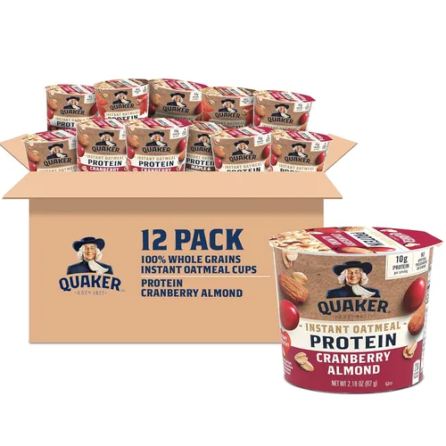 Miniatura 12 de Quaker Tazas de Avena Instantánea Express, 10g de Proteína, Paquete Variado de 2 Sabores, (Paquete de 12)