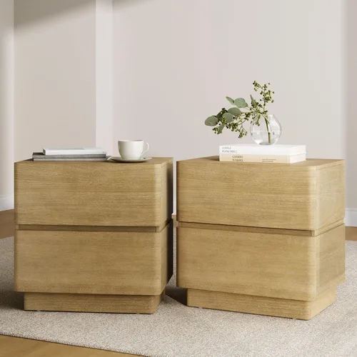 Miniatura 13 de Nathan James - Mesita de noche Kensi con diseño de madera abierta y cajón inferior, para dormitorio o sala de estar, uso como mesa auxiliar