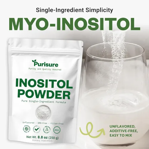 Miniatura 5 de Purisure Inositol en polvo, 8.82 oz, fertilidad, equilibrio hormonal y apoyo ovárico, polvo puro, suplemento de inositol para apoyar la energía