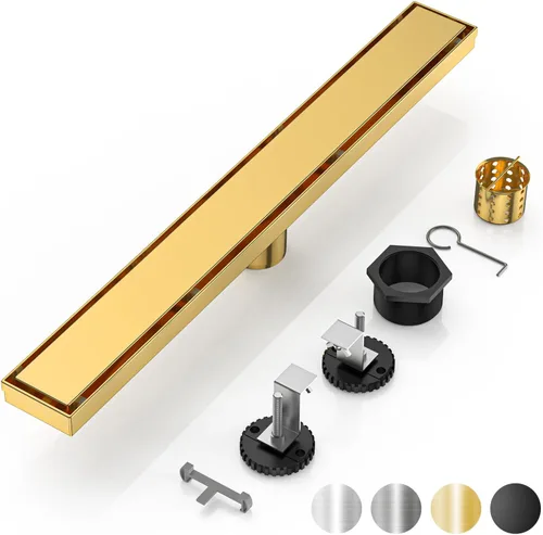 Miniatura 8 de DLONE Drenaje lineal de ducha Drenaje lineal de acero inoxidable AISI 304 de 36 pulgadas, desagüe de ducha negro mate con panel de inserción