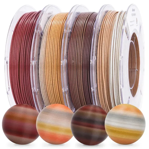 Miniatura 13 de AMOLEN Paquete de filamento PLA de seda para impresora 3D de 4.4 lbs, paquete de ácido poliláctico de doble color de 0.069 in, filamento PLA