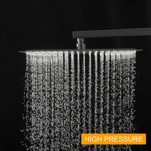 Miniatura 8 de BESy Cabezal de ducha de lluvia de 16 pulgadas, lluvia cuadrada de 16" y cabezal de ducha de baño de acero inoxidable de alta presión, ultra delgado