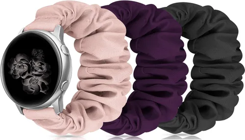 Miniatura 7 de Correas elásticas de repuesto para Samsung Galaxy Watch 4 5 Pro 6 7 Classic Galaxy Active 1 2 1.575 in 1.732 in para mujer Bla-M A-Negro