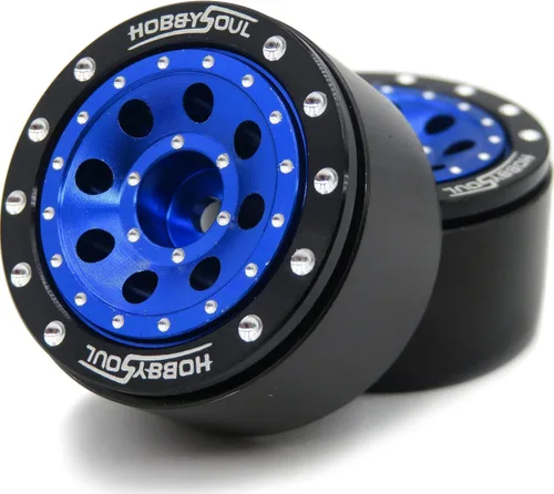 Miniatura 4 de hobbysoul Ruedas RC ajustables con compensación 1.0 Peso 21g/llanta, ruedas Beadlock 1.0 negras y azules para 1/18 Traxxas TRX4M Axial SCX24 90081