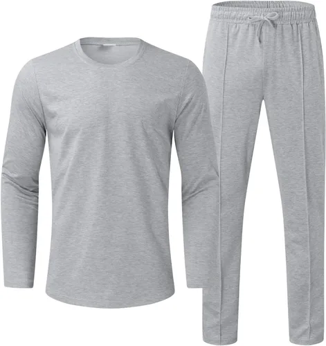 Miniatura 4 de Muscularfit Men's Tracksuit Athletic Casual 2 Piece Outfits Long Sleeve Pullover Shirts and Pant Set Gym Jogger Sweatsuit Set