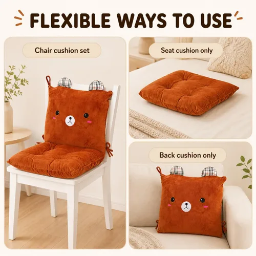 Miniatura 5 de ChezMax juego de almohadón relleno con acolchado, respaldo y asiento, para auto; silla mecedora cuadrada plegable, con estampado de caricaturas