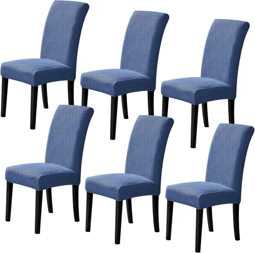 Miniatura 48 de Juego de 6 fundas elásticas para sillas de comedor, fundas para sillas de comedor lavables y removibles, fundas para sillas de comedor protectoras