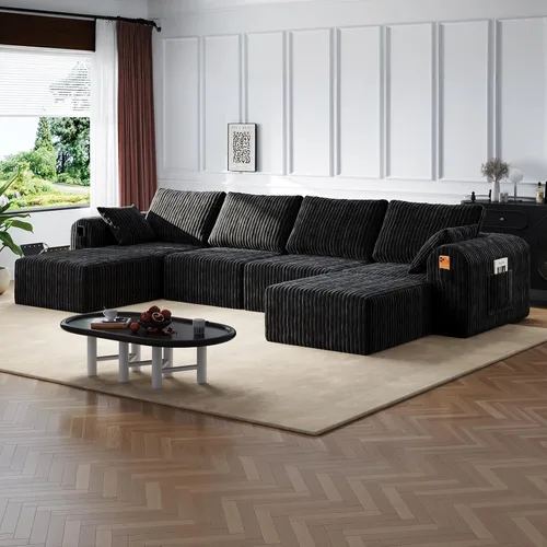 Miniatura 30 de Sofás modulares de pana otomana de 28.74 pulgadas para sala de estar, taburetes de sofá sin hueso, no requiere montaje, sofá profundo en una caja