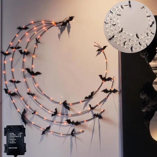Miniatura 8 de Hairui - Guirnalda de bayas rojas con luces de 6 pies, funciona con pilas con temporizador, guirnalda iluminada con 120 luces de hadas LED