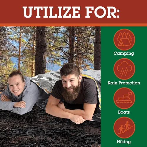 Miniatura 2 de Grizzly Gear Saco de dormir térmico de emergencia resistente a la intemperie Mylar para supervivencia ante desastres 7 pies x 3 pies Compacto