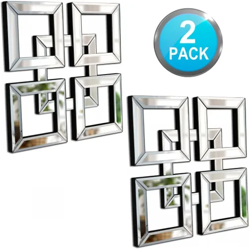 Miniatura 2 de QMDECOR Espejo plateado para decoración de pared de 16 x 16 pulgadas, espejo decorativo moderno de moda para montar en pared, diseño cuadrado