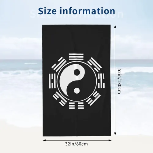 Miniatura 4 de Toalla de playa de taoísmo Zen Tai Chi Yin Yang - Toalla de baño absorbente de gran tamaño, súper 32 x 52 pulgadas