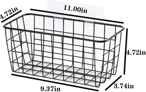 Miniatura 2 de Lele Cestas de alambre de metal para colgar en la pared, sin perforar, con ganchos de pared, organización y almacenamiento de cocina, frutas