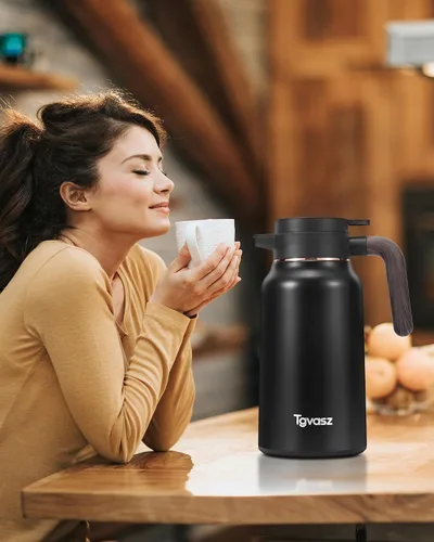 Miniatura 2 de Garrafas de 34 onzas para líquidos calientes, acero inoxidable aislado al vacío jarras de café térmicas para mantener caliente, dispensador de café