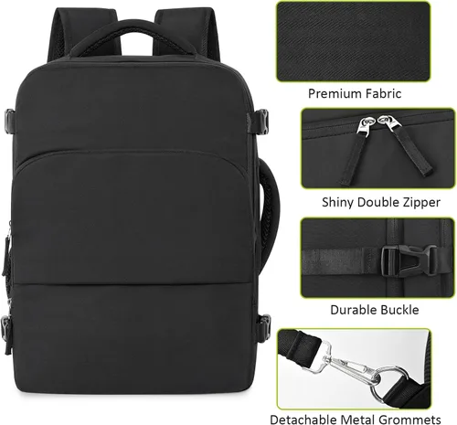 Miniatura 71 de Mochila de Viaje Snoffic para Mujer, Negro, 17 pulg.
