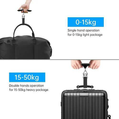 Miniatura 3 de Báscula digital de equipaje báscula colgante de alta precisión de 110 lb 50 kg con retroiluminación ultra portátil, báscula digital de viaje