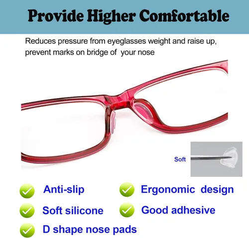 Miniatura 4 de Almohadillas de nariz para gafas, 0.079 pulgadas de grosor adhesivo antideslizante de silicona para lentes, almohadilla de nariz de silicona suave
