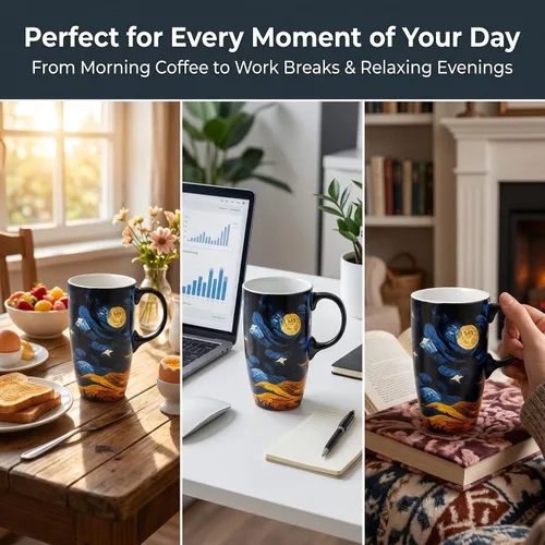 Miniatura 6 de Taza de cerámica Topadorn con taza de café de porcelana de 17 onzas. Taza de café y té con tapa, perfecta para café y té, caja de regalo incluida