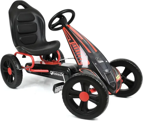 Miniatura 9 de hauck Pedal ciclón Go Kart con asiento de cubo ajustable, ruedas de plástico de espuma EVA de 12 pulgadas, freno de mano para ruedas traseras, Rojo