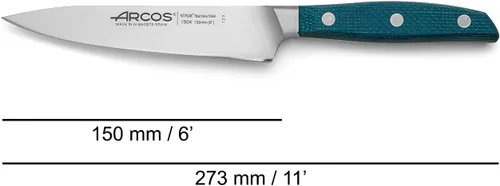 Miniatura 2 de Arcos Cuchillo de chef forjado de acero inoxidable tamaño 6 pulgadas. Mango profesional de micarta y borde especial de seda y hoja plateada 5.906