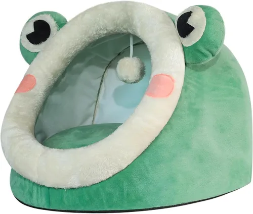 Jiupety Cama Bonita para Gatos, Iglú de Terciopelo Encantador para Interiores para Gatos, Cama Nido Cálida tipo Cueva para Dormir para Cachorros y