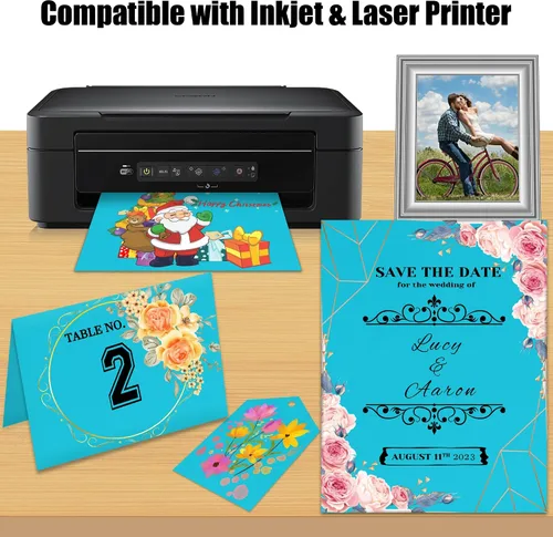 Miniatura 3 de 25 hojas de papel de cartulina azul 8.5'' x 11'', papel grueso de 250 g/m²/92 lb para álbum de recortes, invitaciones, impresión y tarjetas