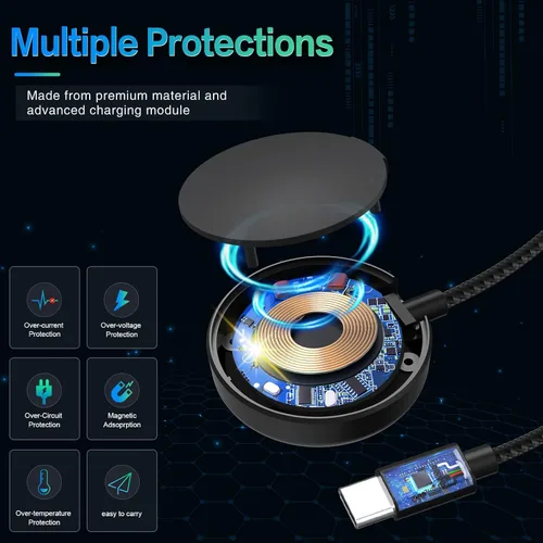 Miniatura 5 de Cargador magnético 2 en 1 USB-C para Samsung Galaxy Watch 7/6/5/4/3/Classic, Pro 5/4, Active Watch 2/1, Galaxy Buds/Live/+, cable de carga rápida