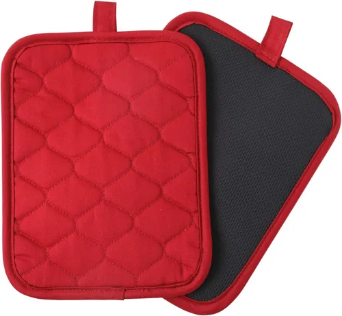 Miniatura 9 de Glynniss Soporte antideslizante para ollas de cocina, juego de almohadillas calientes de algodón para horno con neopreno resistente al calor 450F