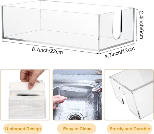 Miniatura 2 de Outus 101 toallas de mano desechables y servilletero acrílico, etiqueta de baño, servilletas de invitados, reglas de baño para baño, tocador