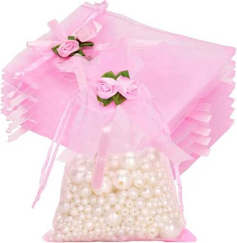 Miniatura 14 de joycraft Bolsas de organza de 4 x 6 pulgadas con lazo, 30 bolsas negras para recuerdos de fiesta, bolsas de joyería con cordón, bolsas de malla