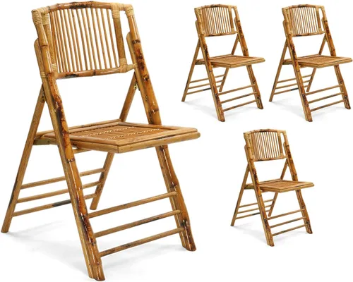 Miniatura 16 de Bonnlo Sillas plegables de bambú, paquete de 1/2/4, sillas plegables de madera para comedor al aire libre, interior, jardín, patio, césped, porche