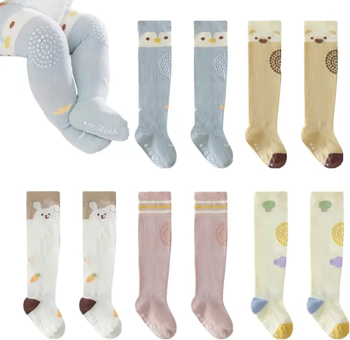 Miniatura 8 de Calcetines de rodilla antideslizantes para bebés y niños pequeños con agarre, calcetines antideslizantes para recién nacidos, para niños y niñas