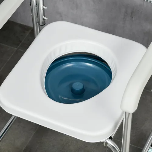 Miniatura 9 de HOMCOM Silla de ruedas 3 en 1 para ducha, apta para FSA/HSA, silla de inodoro impermeable enrollable con asiento acolchado, capacidad