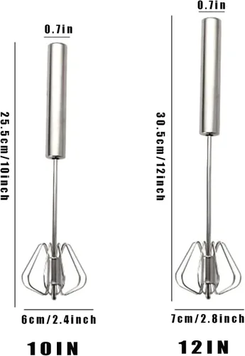 Miniatura 3 de Batidor de Huevos de Acero Inoxidable, Batidora Giratoria de Empuje Manual Digead, batidores para cocinar, Mezclador Agitador de Empuje Manual