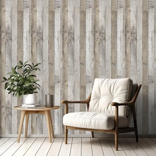 Miniatura 5 de LXCREAT Papel de contacto de bloque de carnicero de madera sintética, papel tapiz Shiplap para despegar y pegar, tablones de madera para paredes