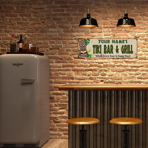 Miniatura 5 de Letrero personalizado de TIKI BAR & GRILL para decoración de cabaña, bares, decoración de parrilla, accesorios hawaianos, patio, playa, tabla