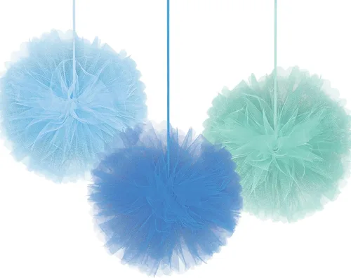 Decoración esponjosa de tul redondo de lujo, 12 pulgadas (paquete de 3) – Colores surtidos para baby showers, cumpleaños y celebraciones