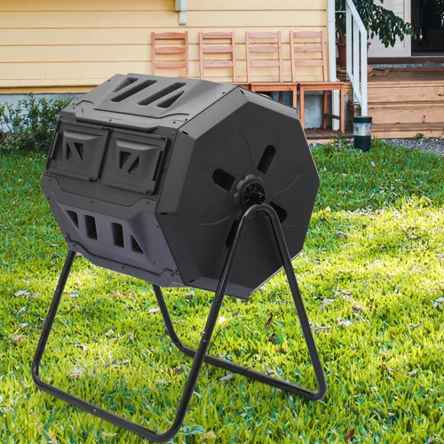 Miniatura 2 de Magshion Vaso de compostaje de cámara de 43 galones para exteriores, contenedores de compostaje de alto volumen para jardín con puertas correderas