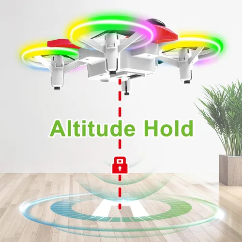 Miniatura 4 de Dwi Dowellin Mini Dron de 4.9 Pulgadas para Niños a Prueba de Choques Luces LED Despegue y Aterrizaje con Una Tecla Volteretas RC Control Remoto Rojo