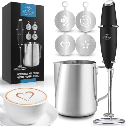 Miniatura 26 de Varita de espumador de leche mini y potente – Potente espumador de café de mano, mezclador de bebidas operado con batería – Tamaño de bolsillo Azul