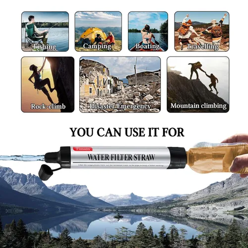 Miniatura 6 de Timain - Filtro de pajita de 4 etapas de filtración, alta tasa de flujo, filtro de agua para purificador de supervivencia para kits de emergencia