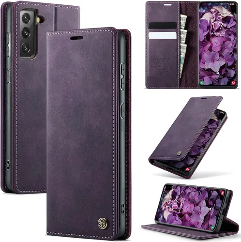 Miniatura 55 de Funda tipo cartera para iPhone 13 de piel tipo cartera con tarjetero y función atril, cierre magnético, bloqueo RFID, TPU a prueba de golpes