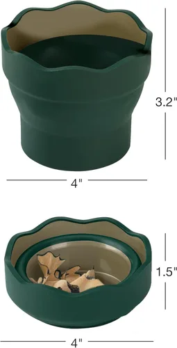 Miniatura 7 de Faber-Castell Clic & Go Artist Taza de Agua, Verde Oscuro - Herramienta Limpiadora de Pinceles Plegable Amigable para Viajes con Soporte