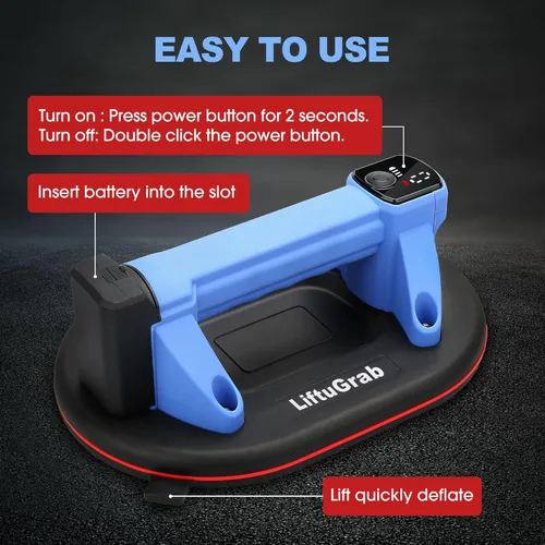 Miniatura 5 de Ventosa eléctrica con capacidad de carga máxima de 551 libras, base de 10 pulgadas con pantalla LED para succión Batería de 2000 mAh Carga tipo C